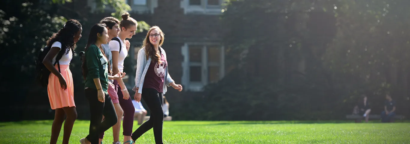 Students walking on WashU quad