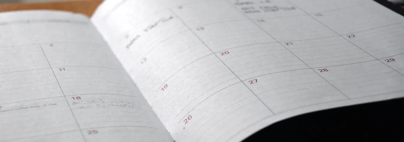 open calendar on desk
