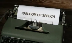 typewriter with the words freedom of speech