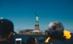 statue of liberty in a distance 